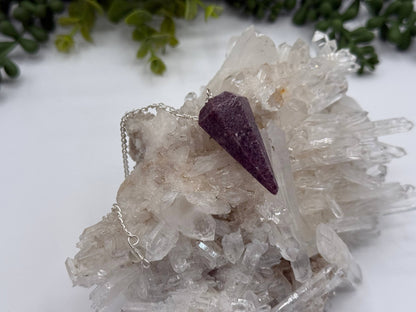Lepidolite Pendulum w/Silver Plated Chain