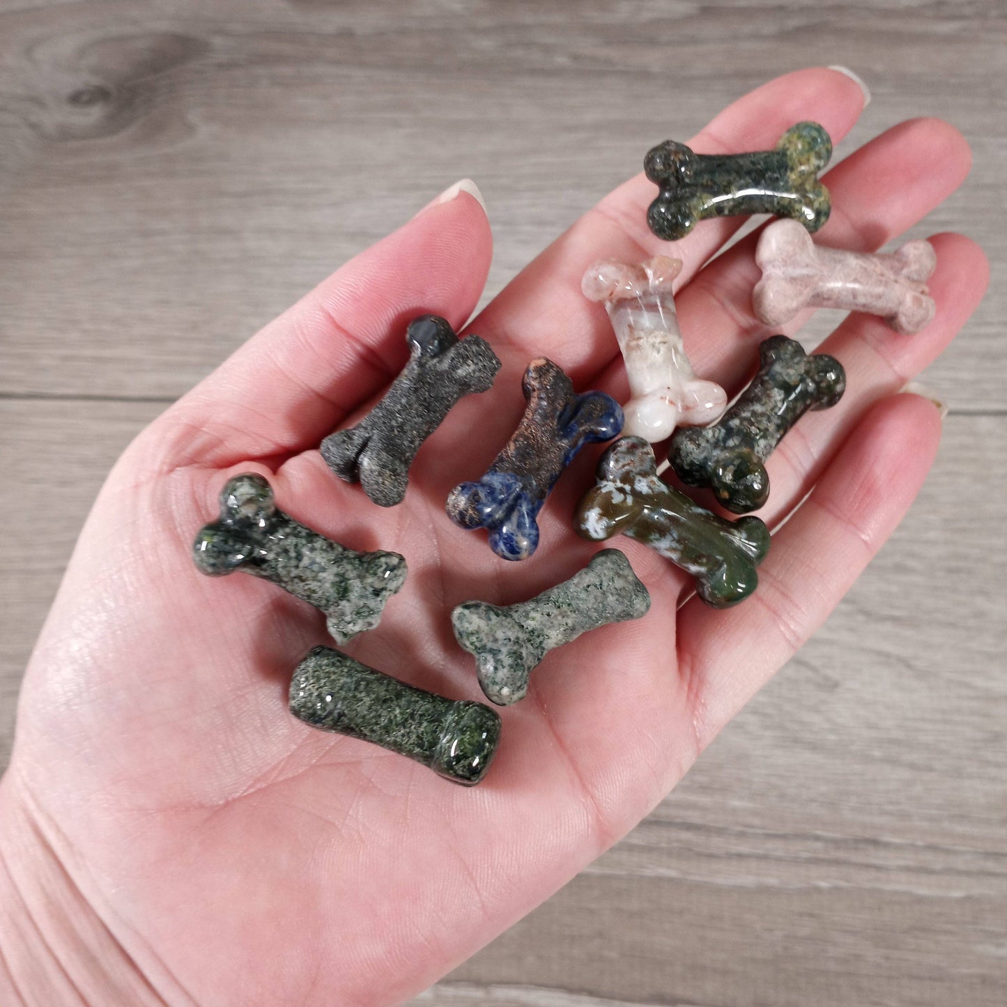 Gemstone Dog Bone Figurine –Small Crystal Carving, Gift Shop