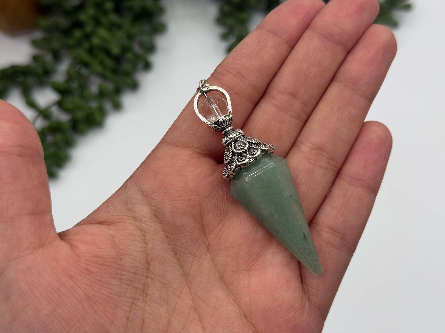 Green Aventurine Double Cap Pendulum