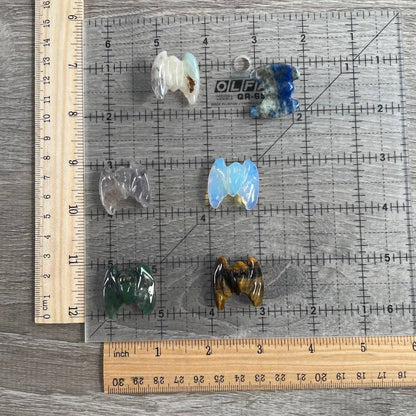 Bat Gemstone Figurines – Mini Carved Crystal Bats