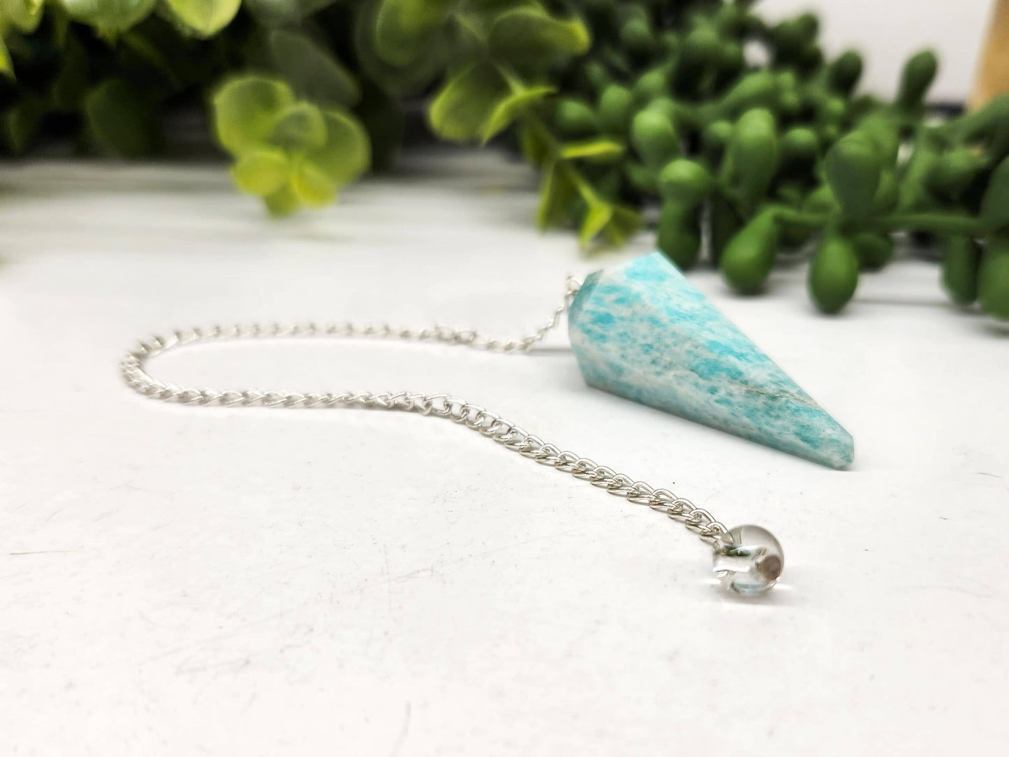 Amazonite Semi-Precious w/Silver Plated Chain