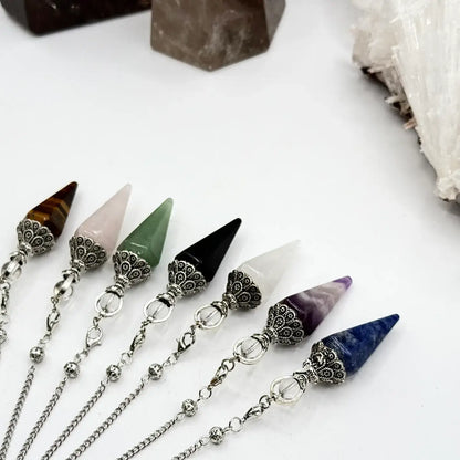 Double Cap Pendulums with Silver Plated Chain