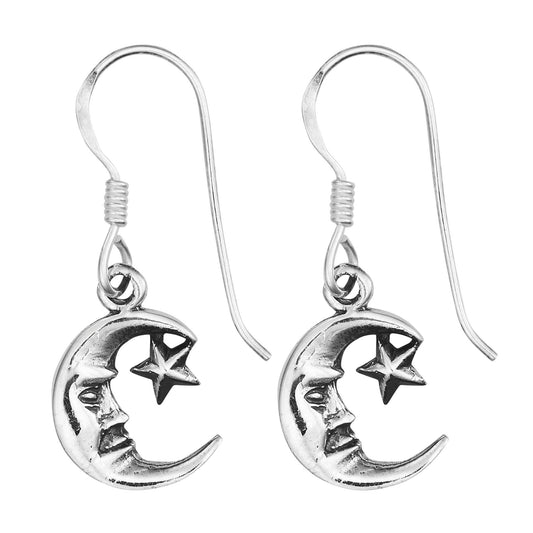 MOON AND STAR STERLING SILVER EARRINGS