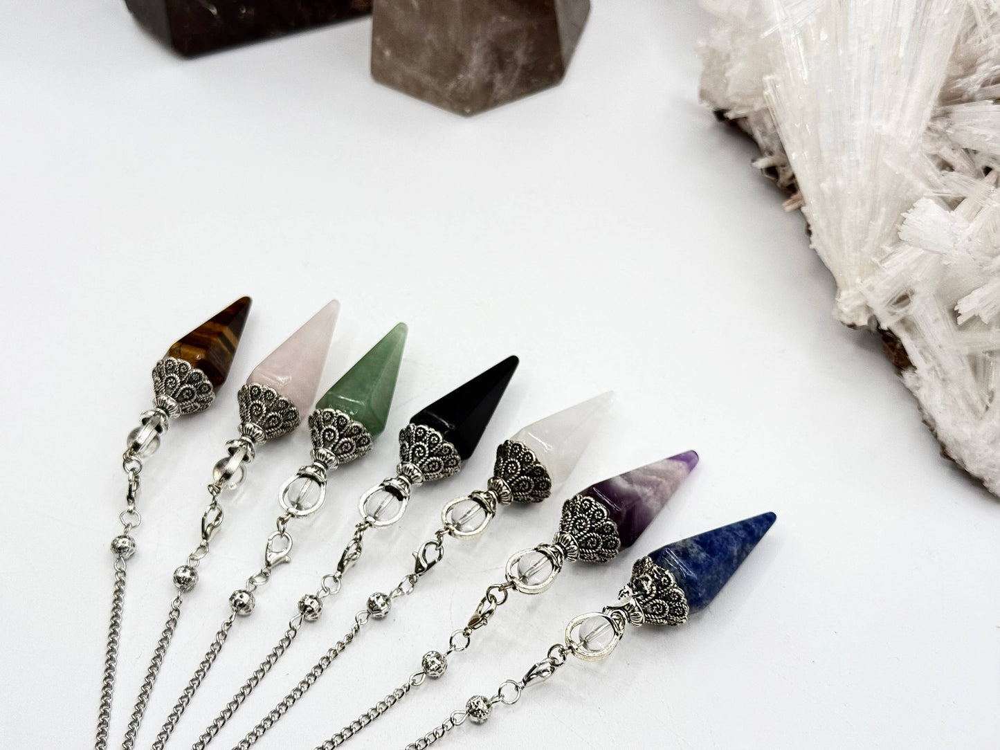 Double Cap Black Obsidian Pendulum