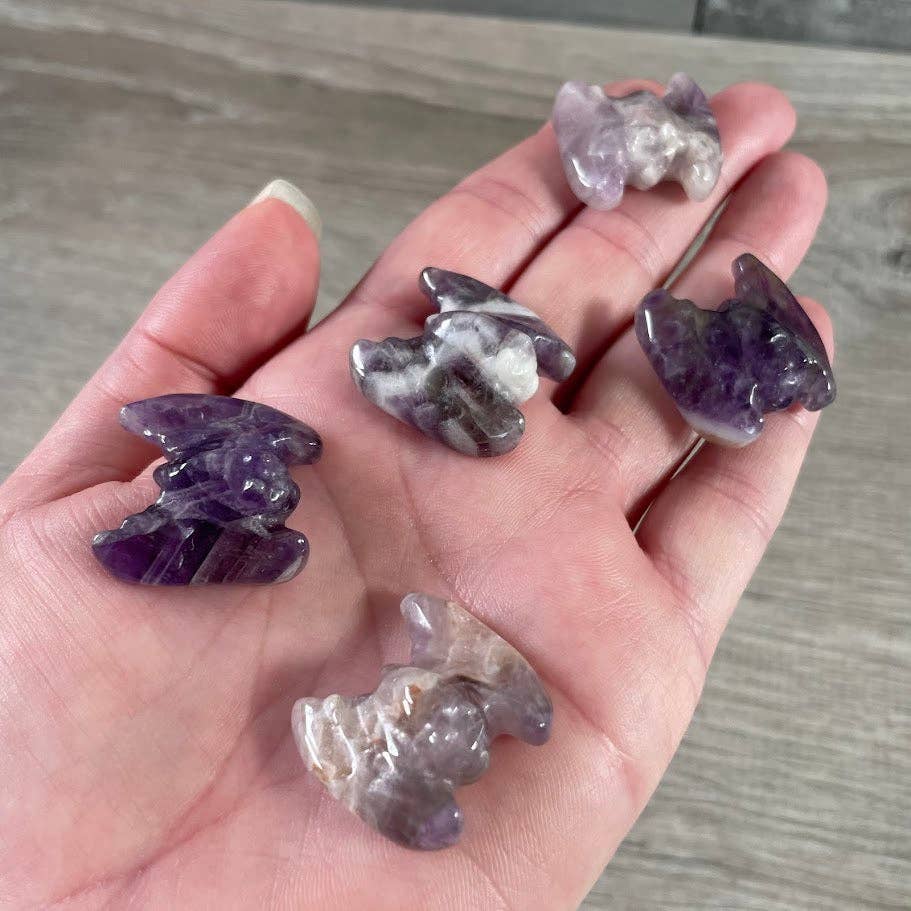 Bat Gemstone Figurines – Mini Carved Crystal Bats