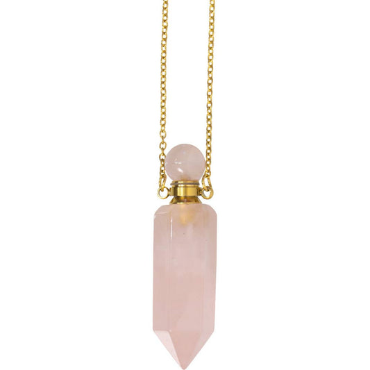 Gemstone Point Pendant Perfume Bottle Necklace - Amethyst