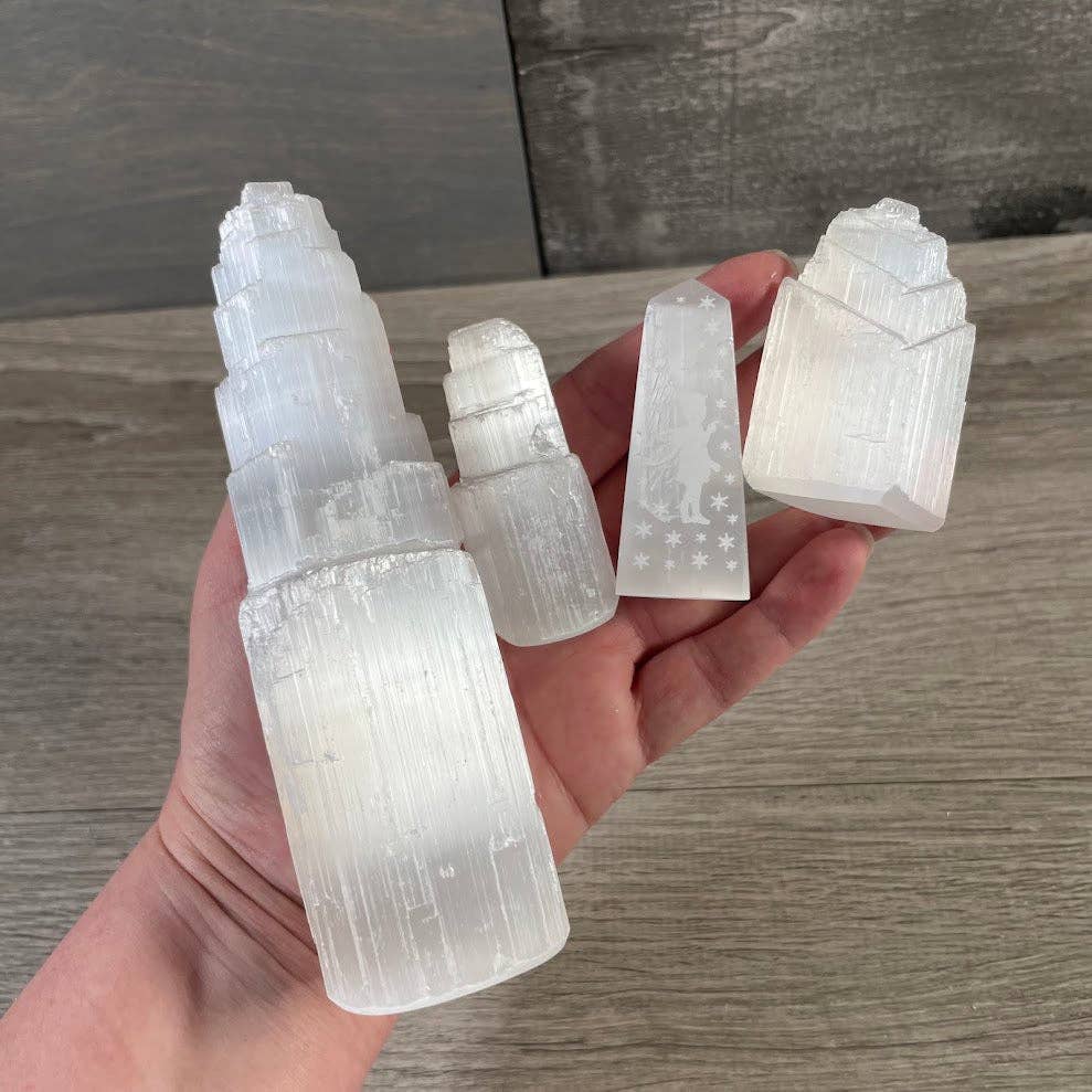 Selenite Obelisk and Tower Crystals