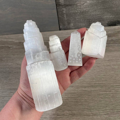 Selenite Obelisk and Tower Crystals