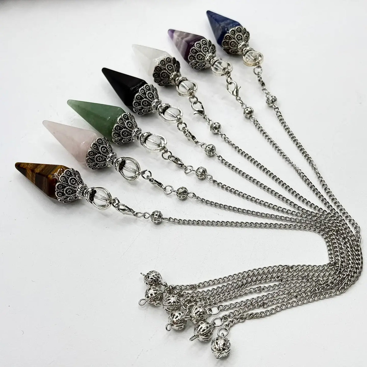 Double Cap Pendulums with Silver Plated Chain