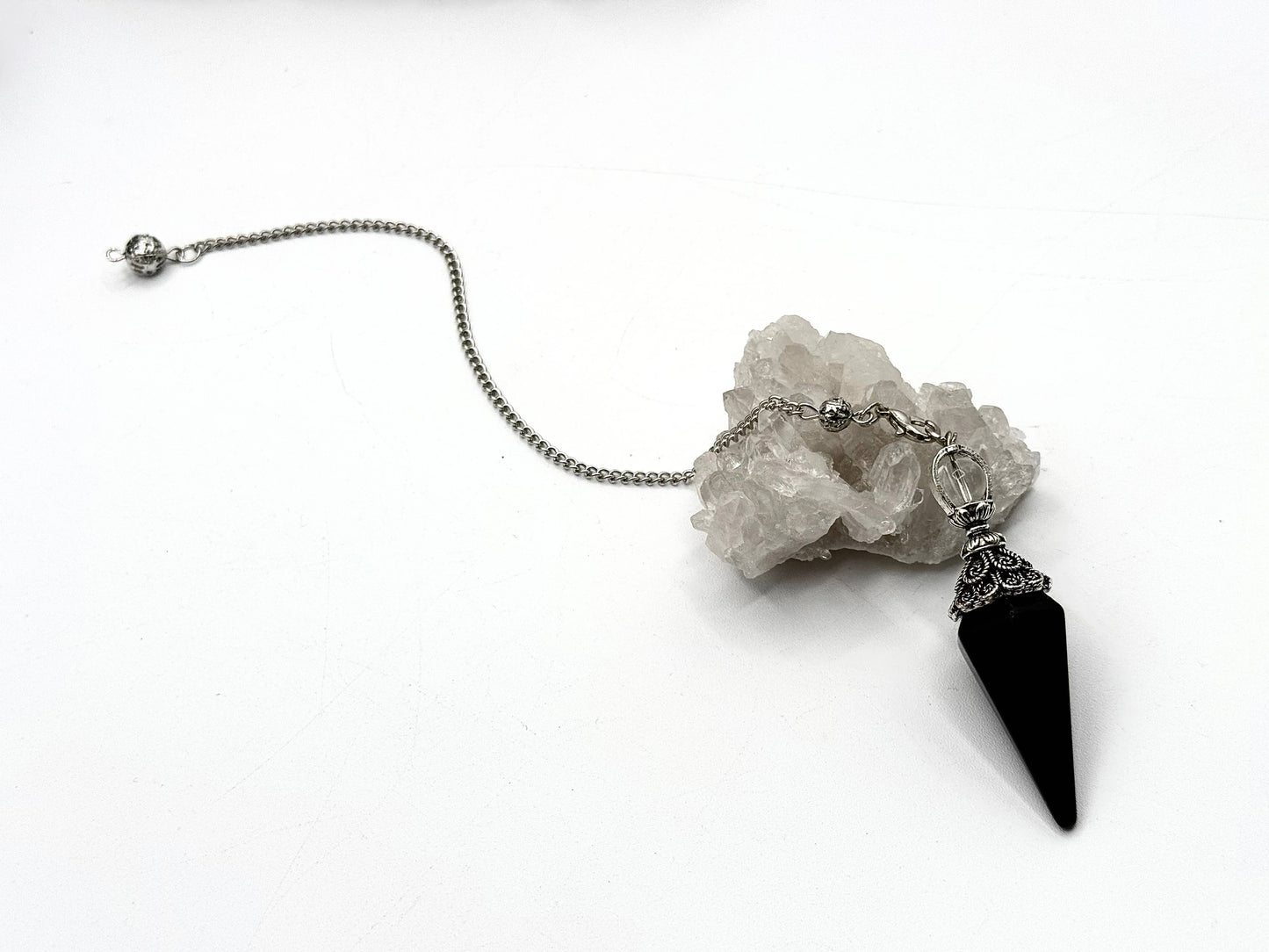 Double Cap Black Obsidian Pendulum