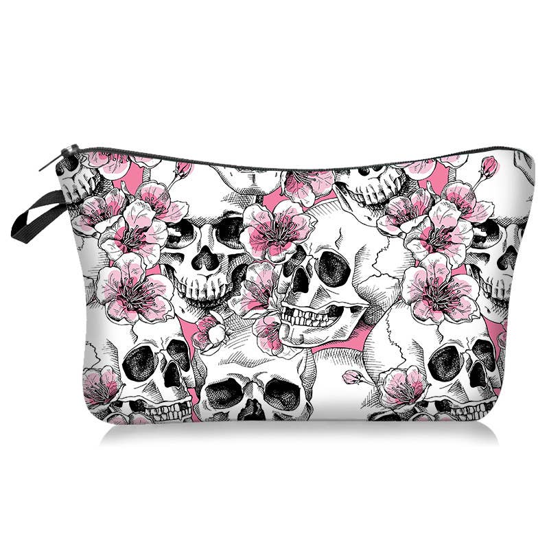 Gothic Skull & Rose Cosmetic Pouch