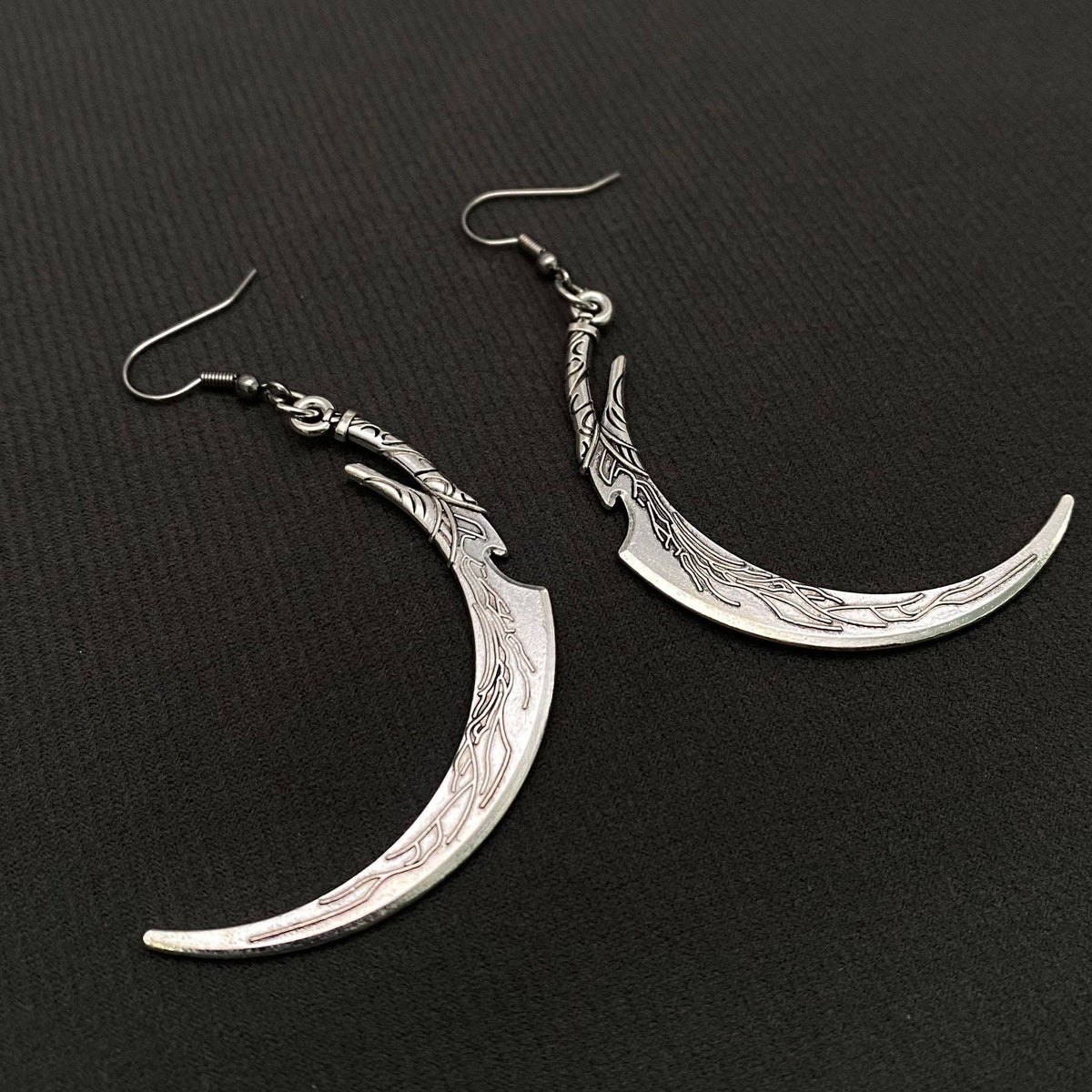 Gothic Sickle Dangle Earrings