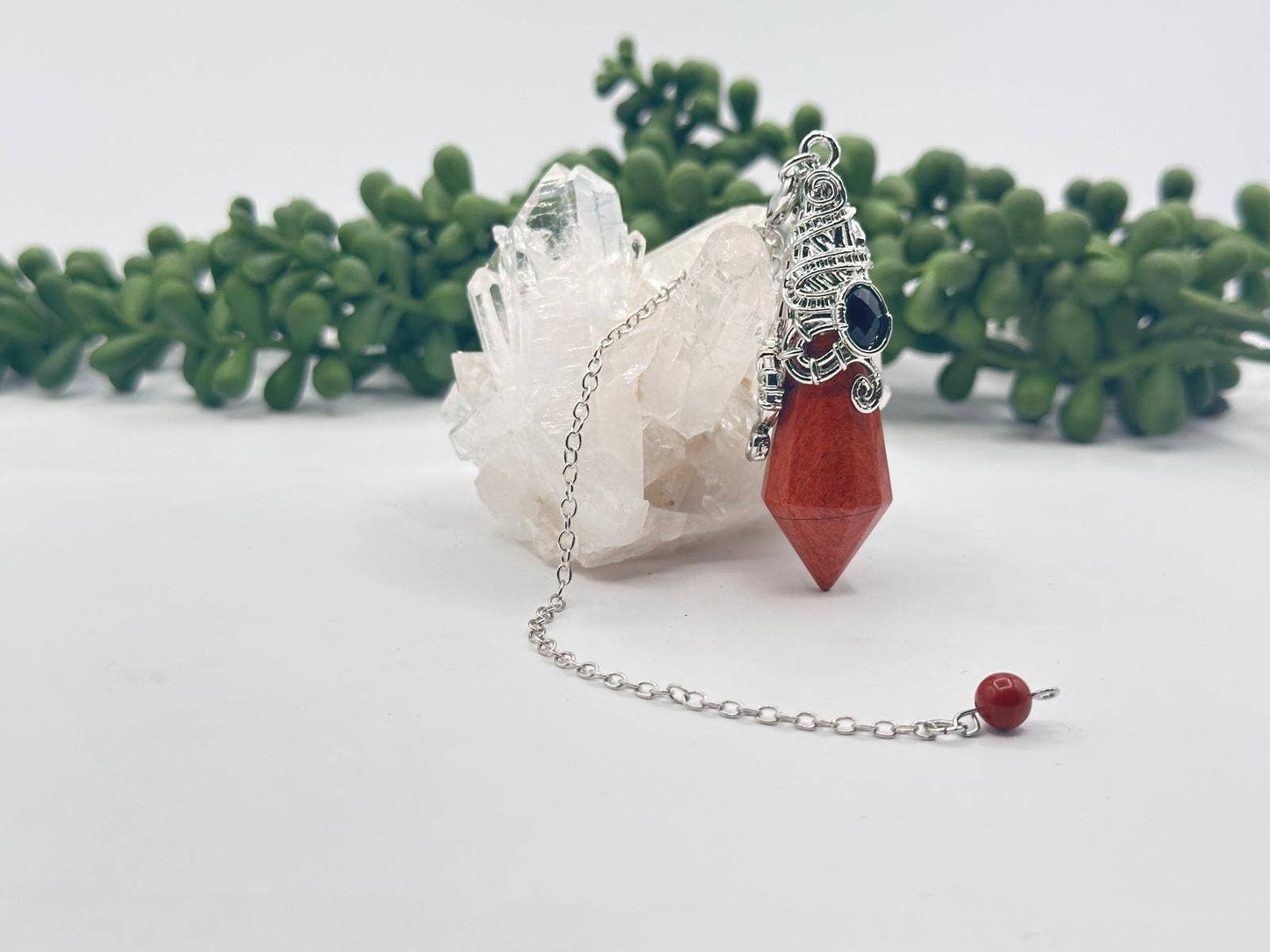 Gemstone Pendulum  12 Faceted Antique Silver Color