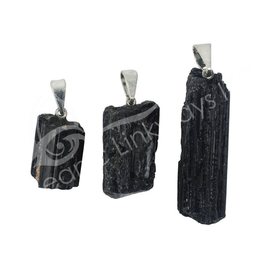 (PC)PENDANT - ROUGH TOURMALINE, BLACK 0.75-1.5"