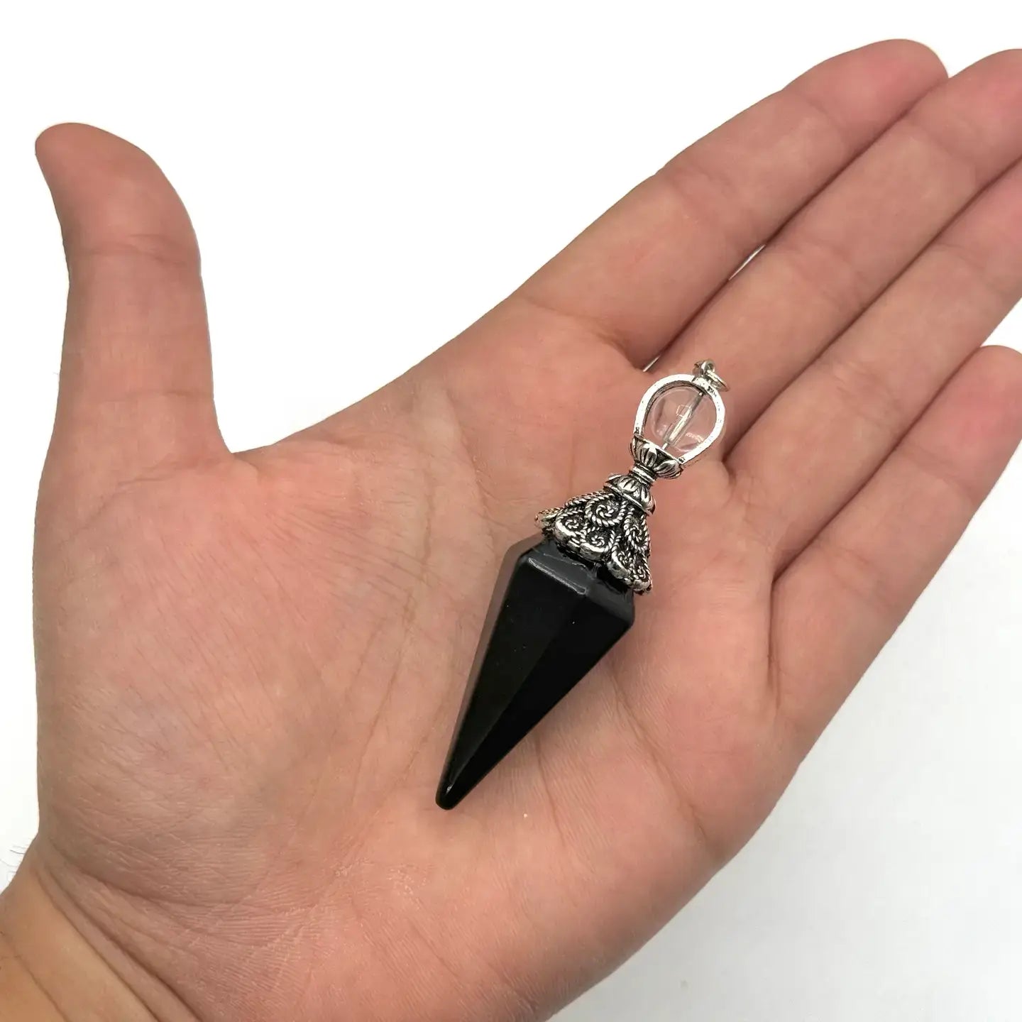 Double Cap Pendulums with Silver Plated Chain