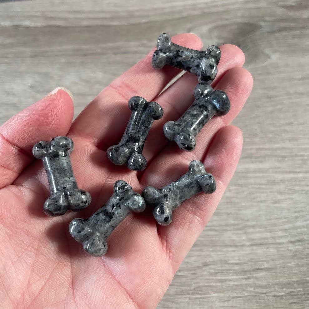 Gemstone Dog Bone Figurine –Small Crystal Carving, Gift Shop