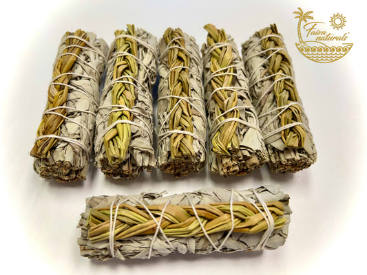 Braided Sweetgrass with White Sage Bundles