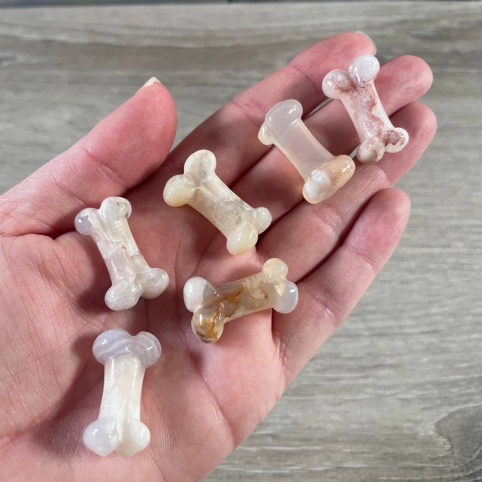 Gemstone Dog Bone Figurine –Small Crystal Carving, Gift Shop