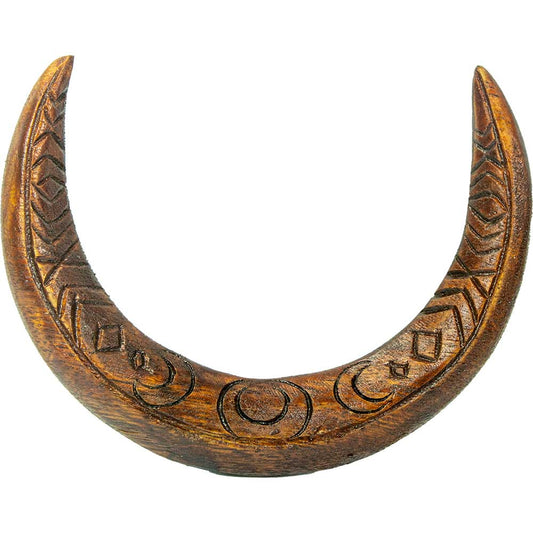 Carved Wooden Moon Hair Fork - Triple Moon