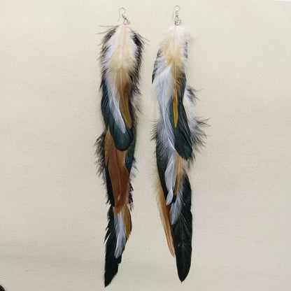 Long Feather Dangle Earrings