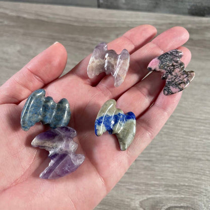 Bat Gemstone Figurines – Mini Carved Crystal Bats