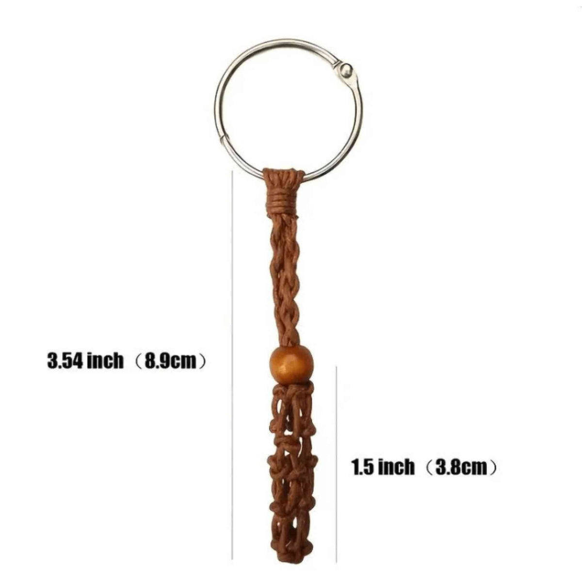 Adjustable Macrame Crystal Holder Keychain.