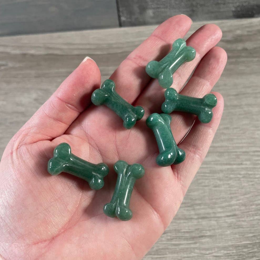 Gemstone Dog Bone Figurine –Small Crystal Carving, Gift Shop
