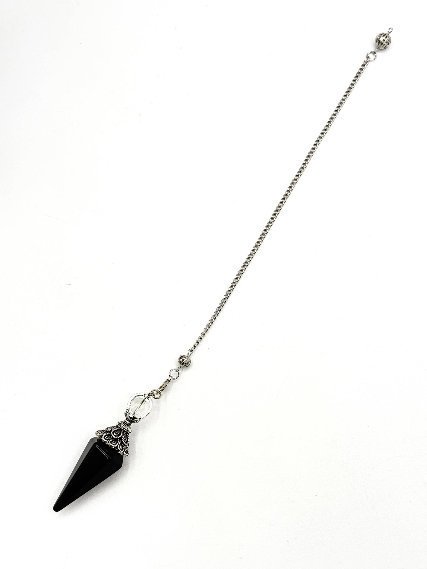 Double Cap Black Obsidian Pendulum