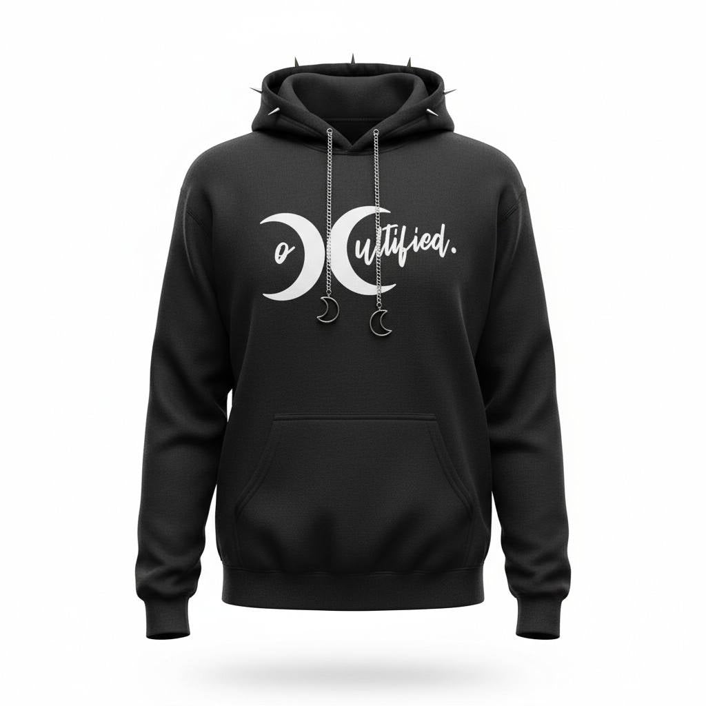 OG hoodie with studs & double moon chains