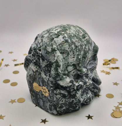 Moss Agate Skull with Tentacles