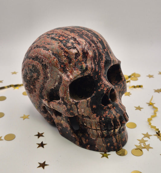Brown Snowflake Obsidian Skull