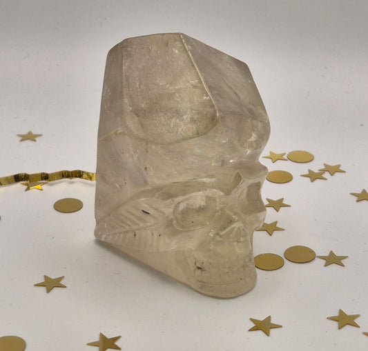 Quartz Skull with Feather Detail
