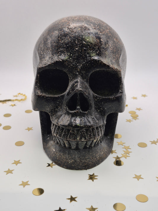 Garnet and Pyrite Skull