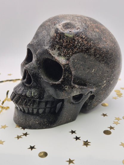 Garnet and Pyrite Skull