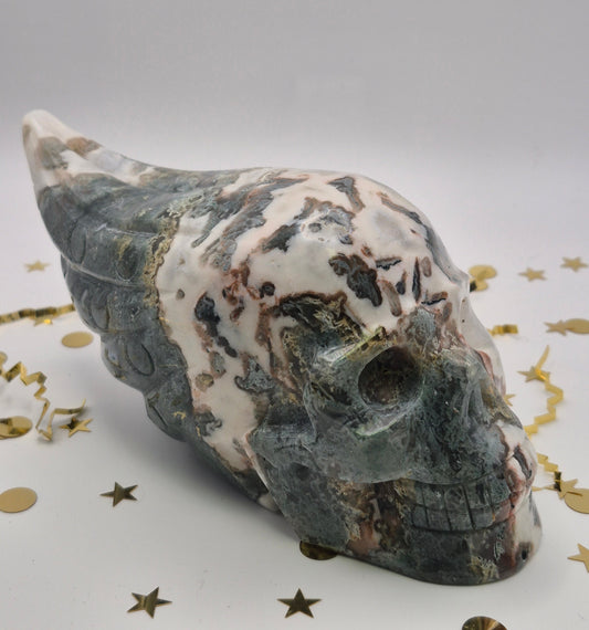 Moss Agate Skull