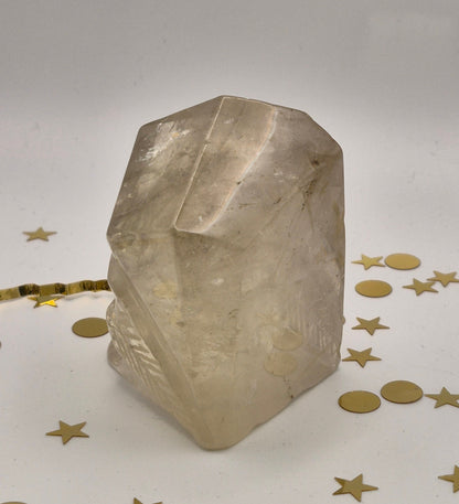 Quartz Skull with Feather Detail