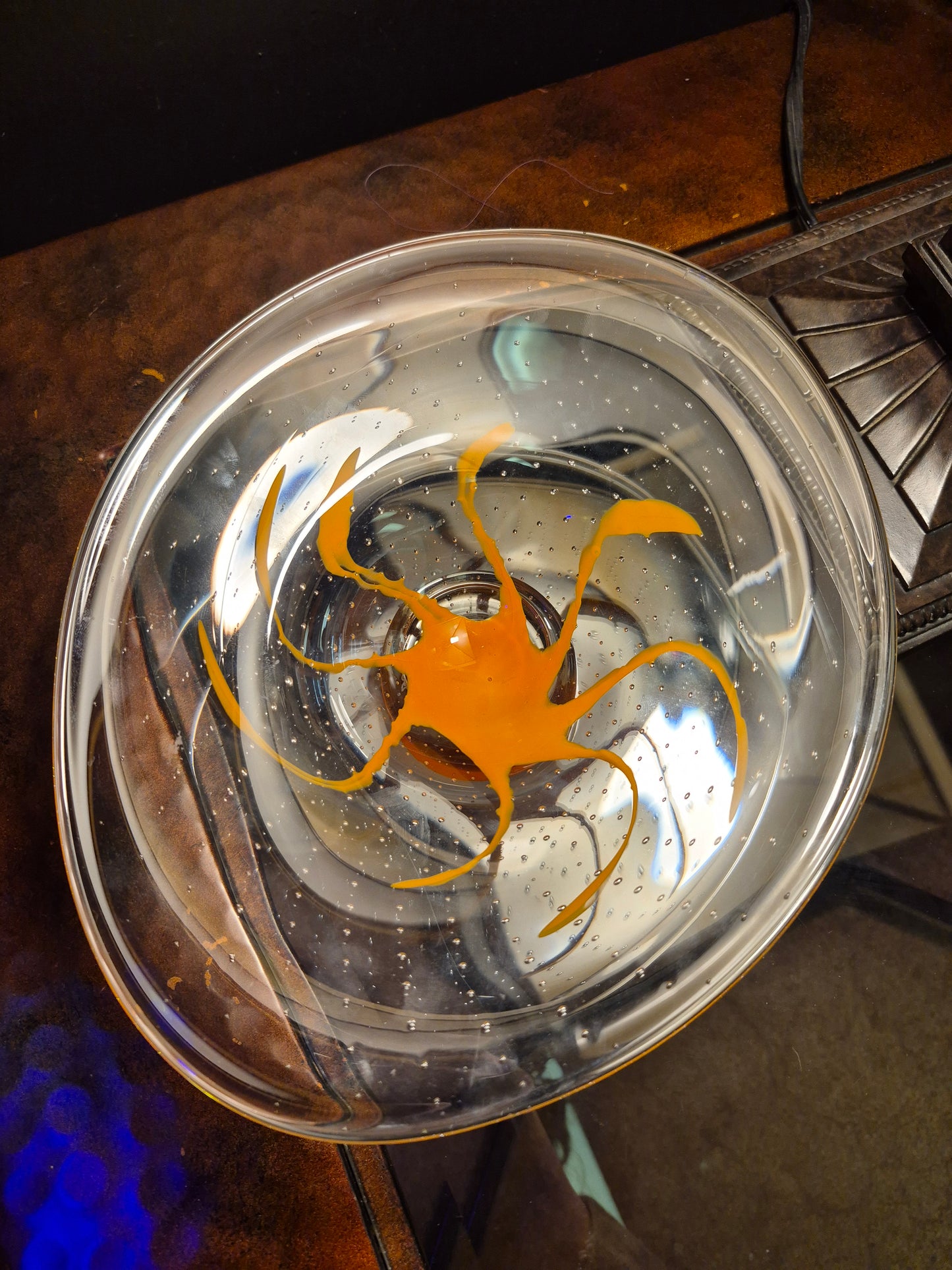 Orange/Clean Blown Glass Bowl