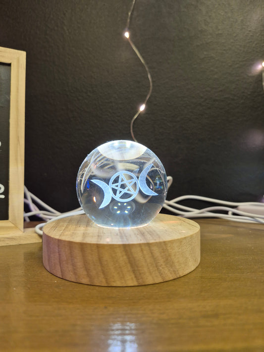 Small Etched Sphere w Base