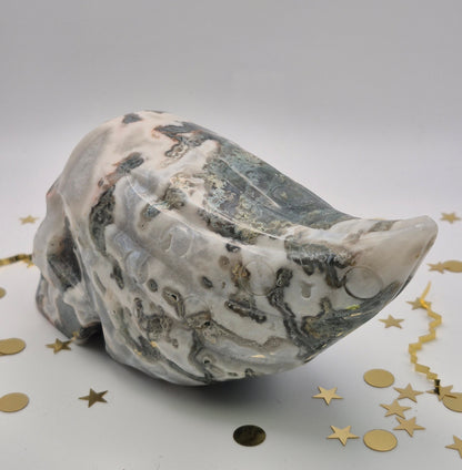 Moss Agate Skull