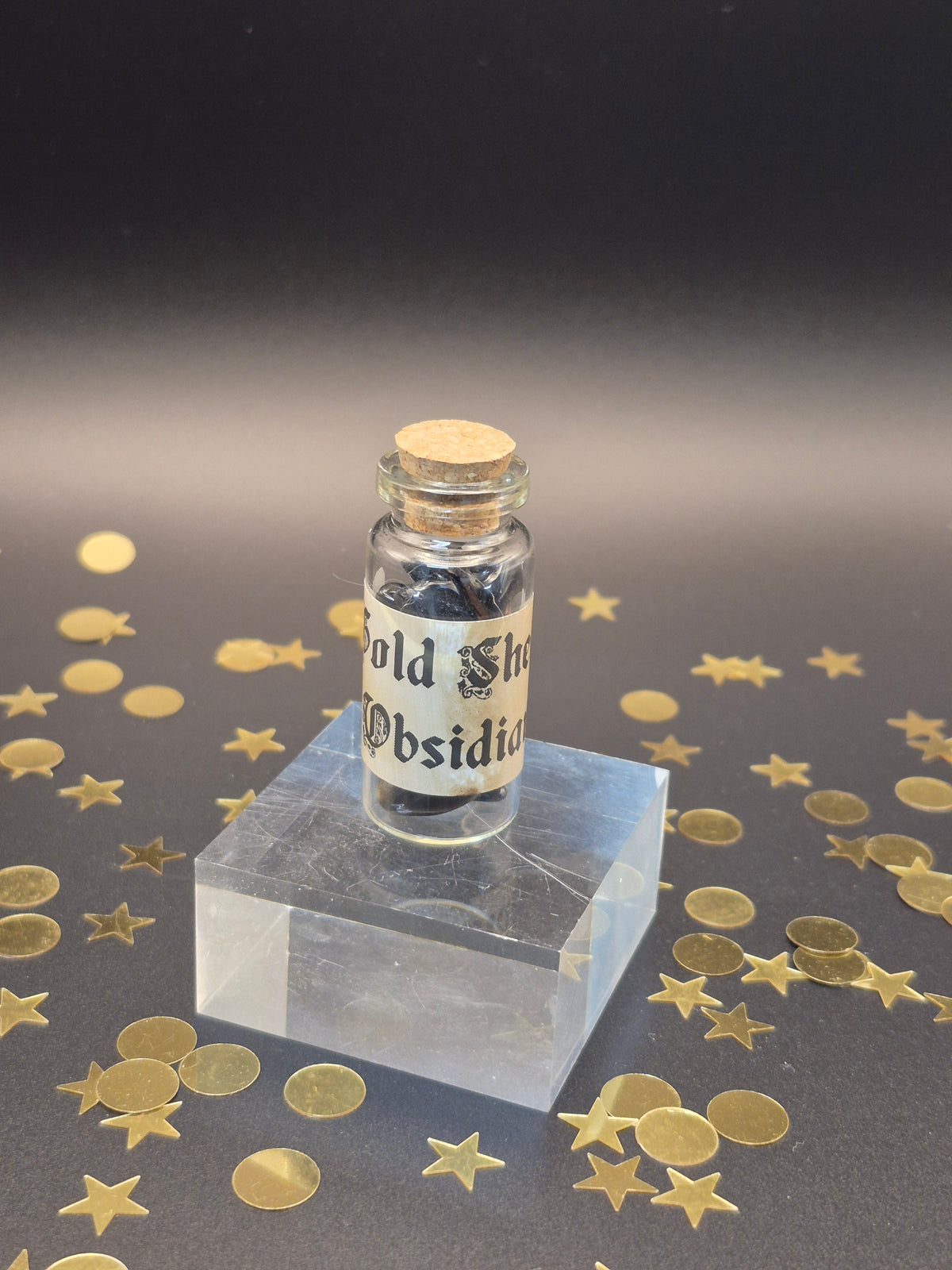 Gold Sheen Obsidian Chip Bottle
