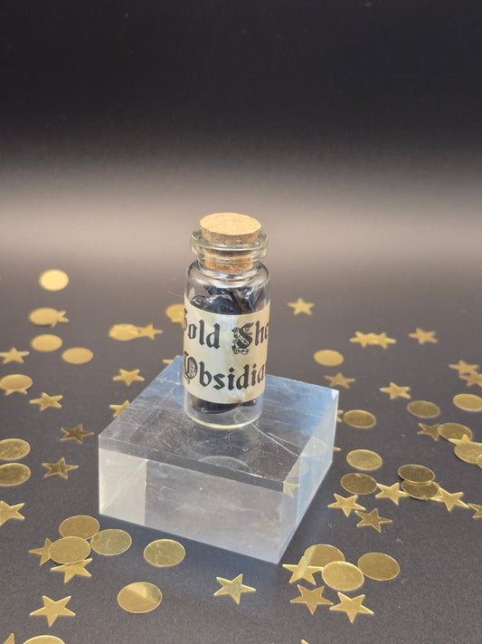 Gold Sheen Obsidian Chip Bottle