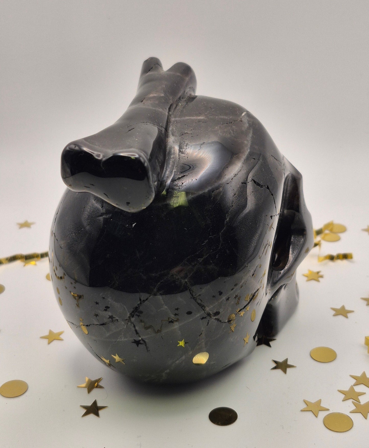 Smokey Quartz Skull with Bone