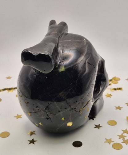 Smokey Quartz Skull with Bone