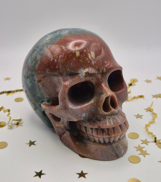 Colorful Moss Agate Skull